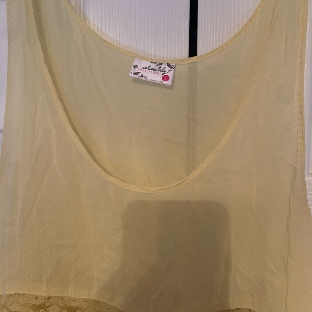 Intimately Free People pale yellow slip dress with lace L